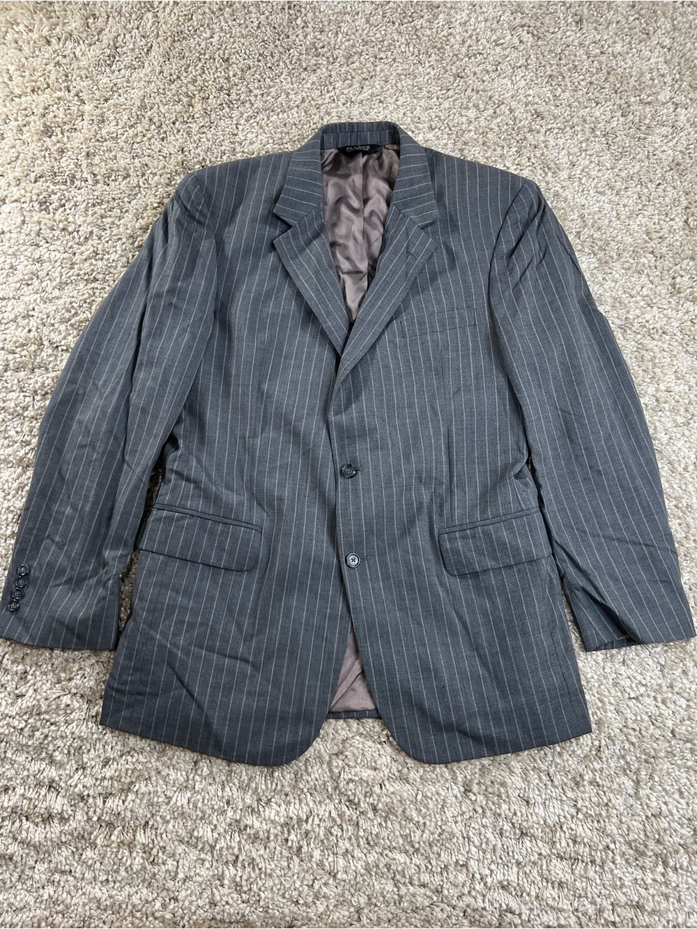 Jos. A. Bank Wool Charcoal Gray Pinstripe Suit Jacket 43L